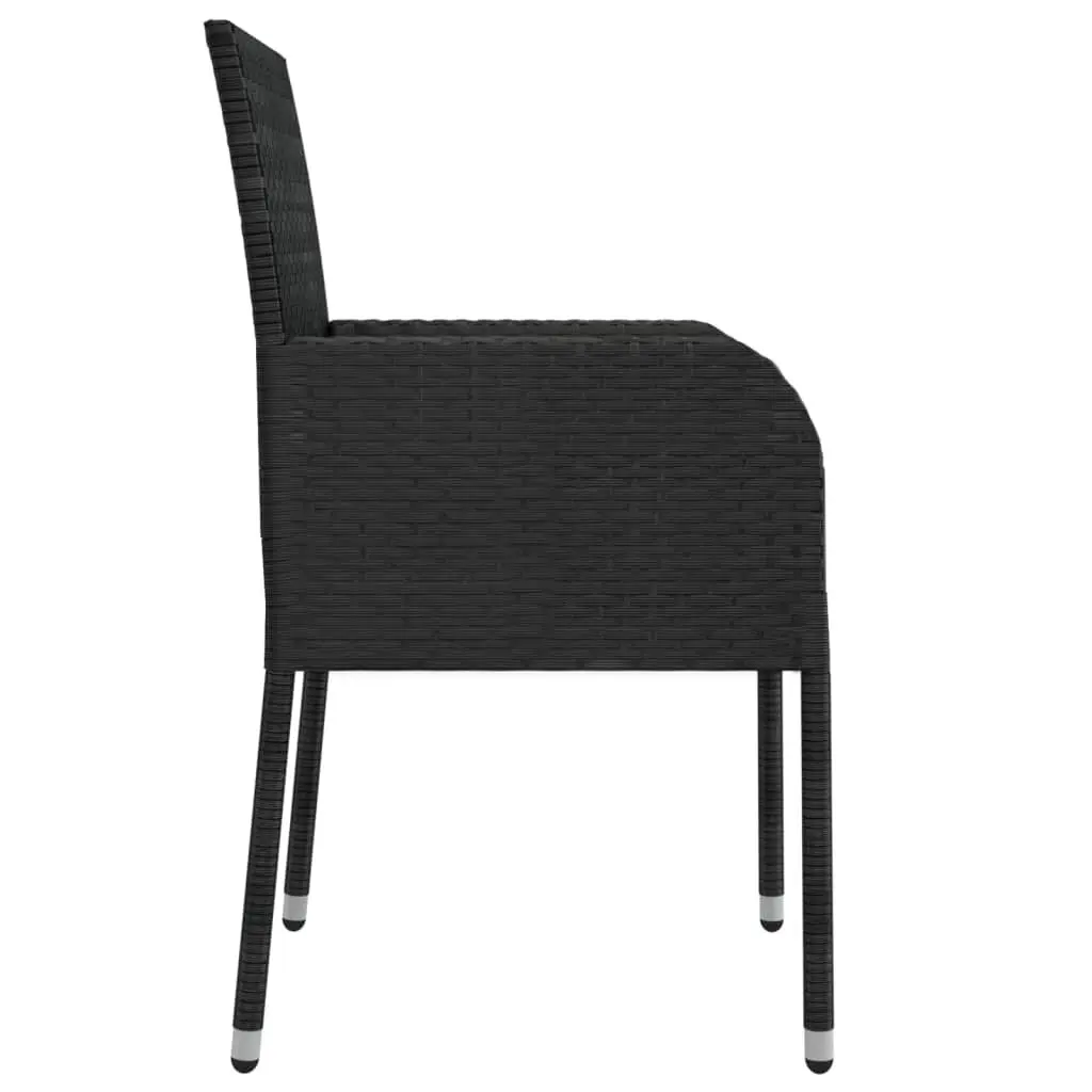 9 Piece Outdoor Garden Dining Set Black Poly Rattan Chairs Table Cushions