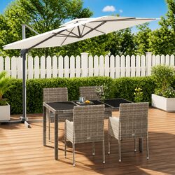 Durable 5-Piece Grey Outdoor Dining Set with Cushions