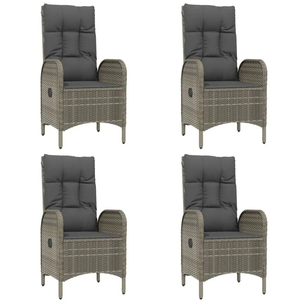 Outdoor Dining Set 5 Piece PE Rattan Grey Garden Furniture with Powder Coated Steel Frame and Tempered Glass Tabletop