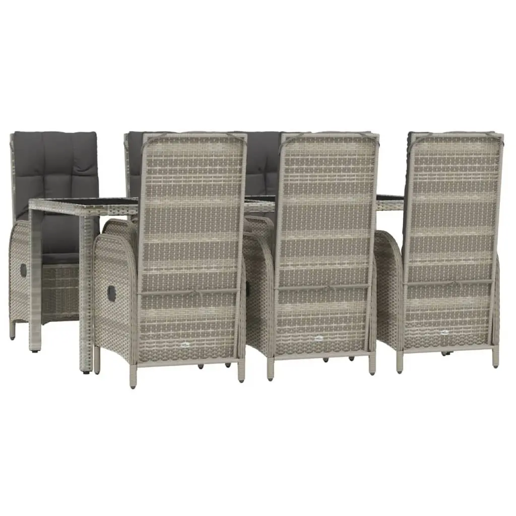 Garden Dining Set 7 Piece Outdoor Furniture Grey Rattan Chairs Table Cushions