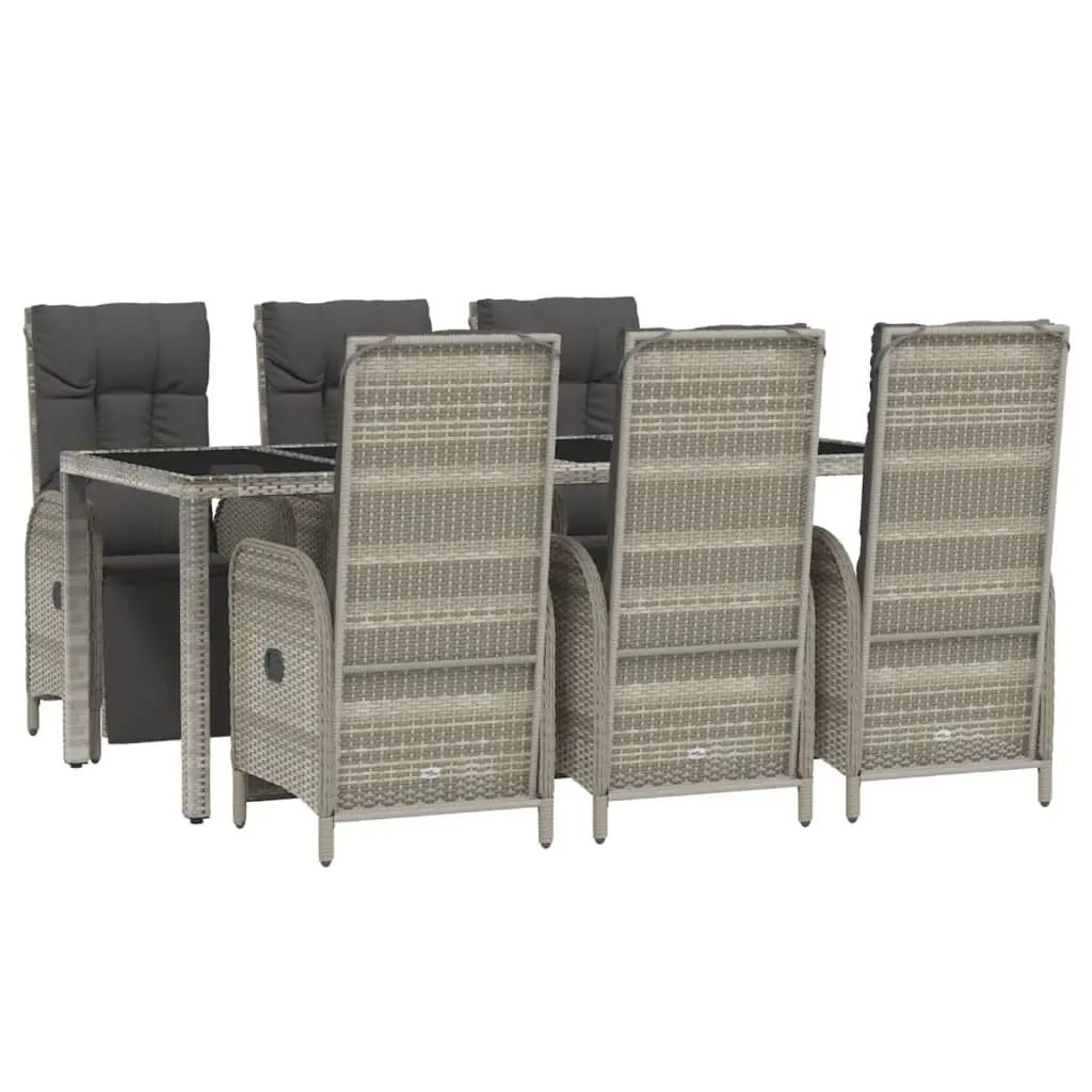 7 Piece Garden Dining Set Grey Poly Rattan Outdoor Furniture with Cushions