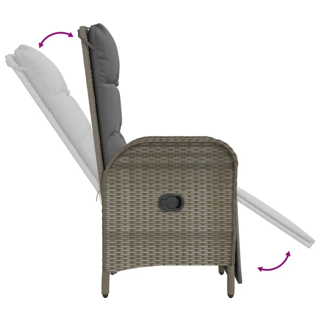 Garden Dining Set 9 Piece Grey Poly Rattan Outdoor Furniture with Cushions