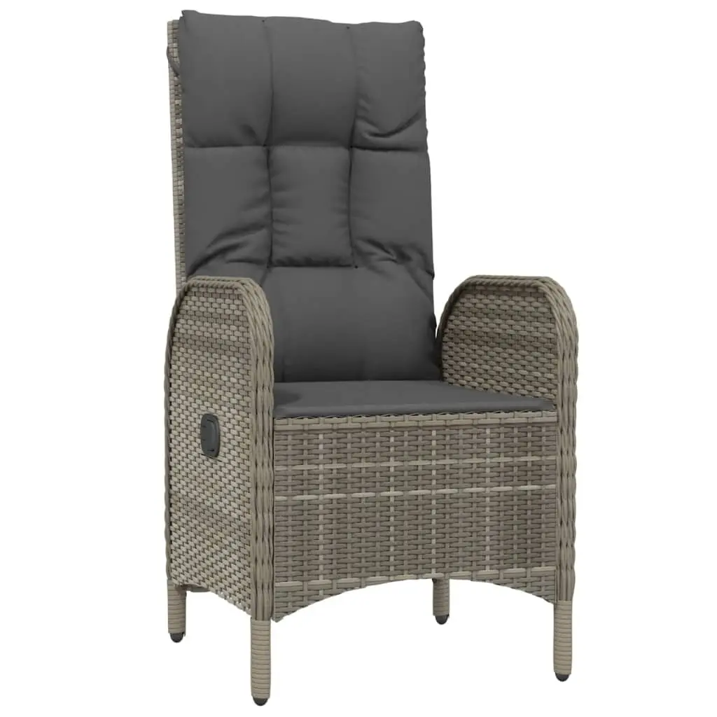 Garden Dining Set 5 Piece Outdoor Furniture Grey PE Rattan Chairs Powder-Coated Steel Frame Acacia Wood Table