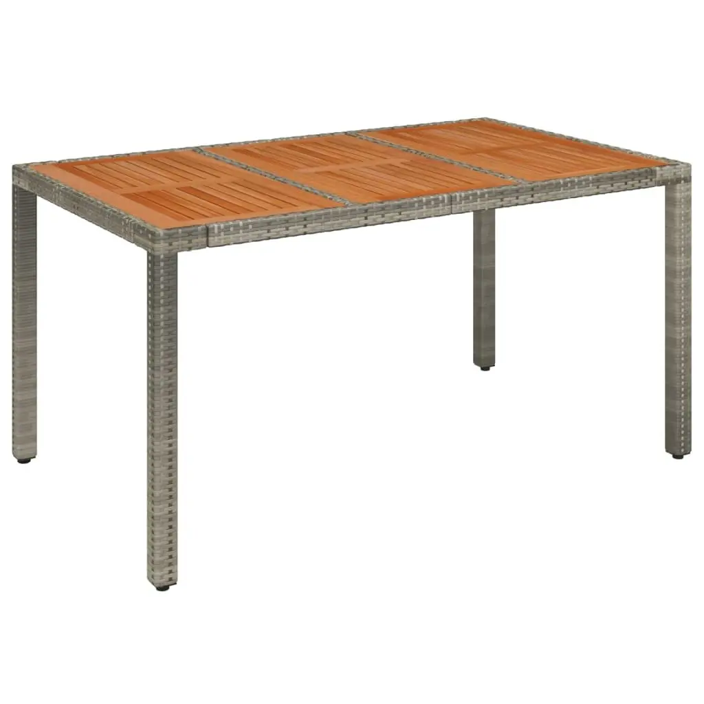 Garden Dining Set 5 Piece Outdoor Furniture Grey PE Rattan Chairs Powder-Coated Steel Frame Acacia Wood Table