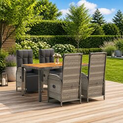 Functional 5-Piece Outdoor Dining Set with Reclining Chairs