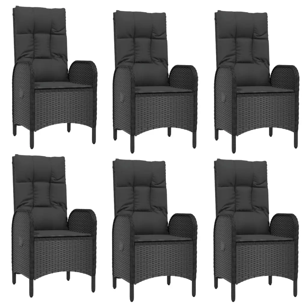Garden Dining Set 7 Piece Outdoor Furniture PE Rattan Steel Frame Black Grey