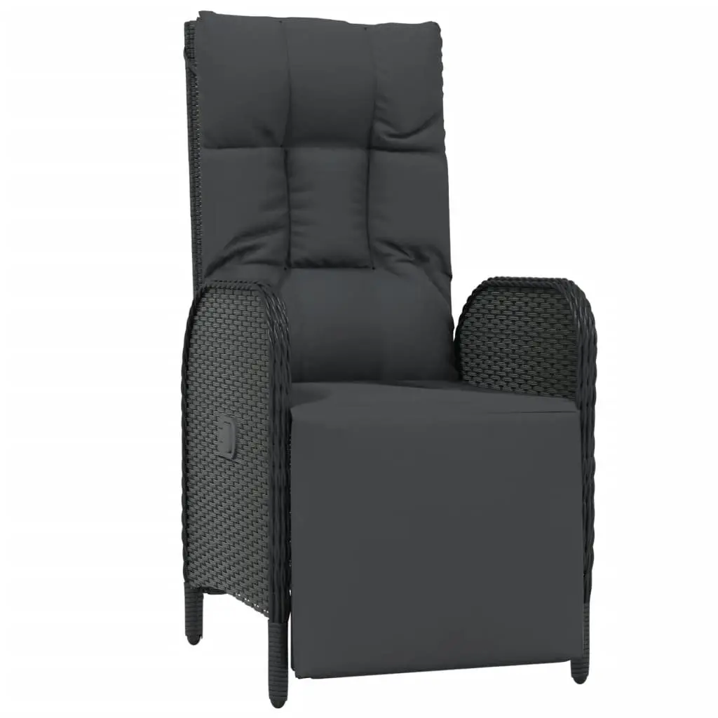 3 Piece Outdoor Dining Set Garden Furniture Black Poly Rattan Table Chairs