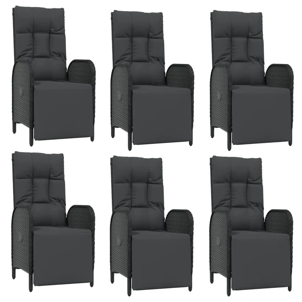 Garden Dining Set 7 Piece Outdoor Furniture Black PE Rattan Steel Frame