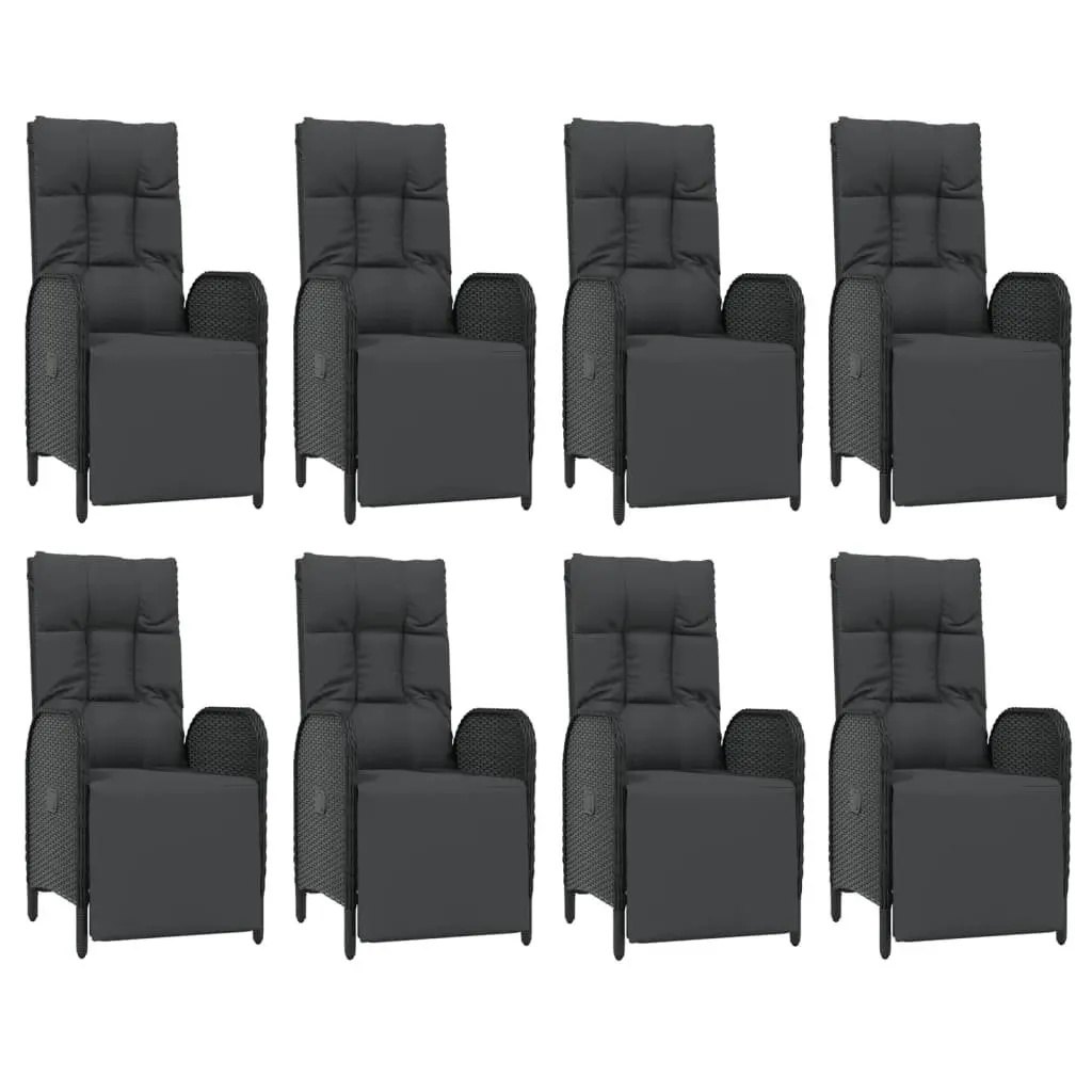 Outdoor Garden Dining Set 9 Piece PE Rattan Black with Cushions