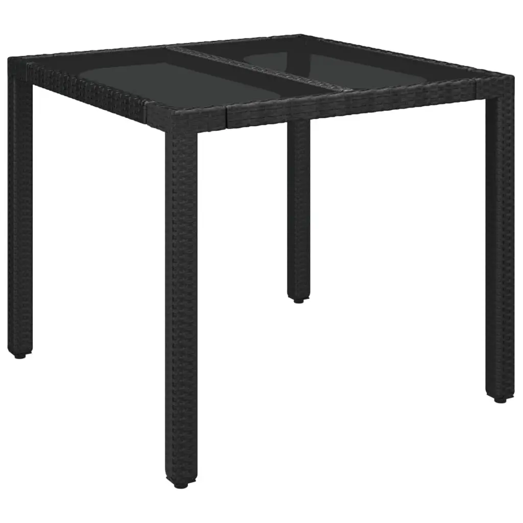 Outdoor Garden Dining Set 5 Piece Black Poly Rattan Chairs Table Cushions