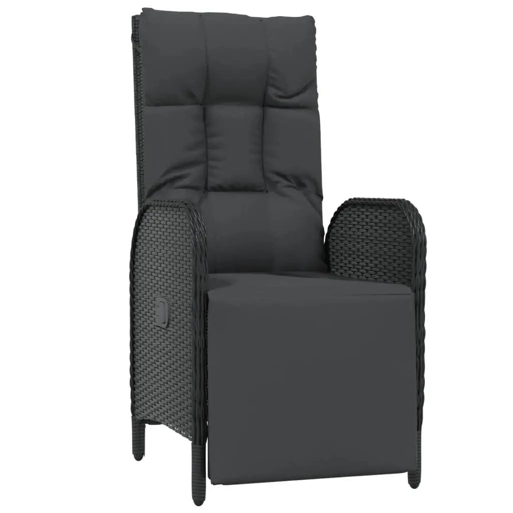 3 Piece Outdoor Dining Set PE Rattan Black Chairs Acacia Wood Table