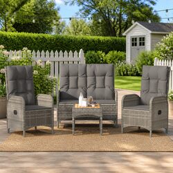 4 Piece Garden Dining Set for Relaxation Grey