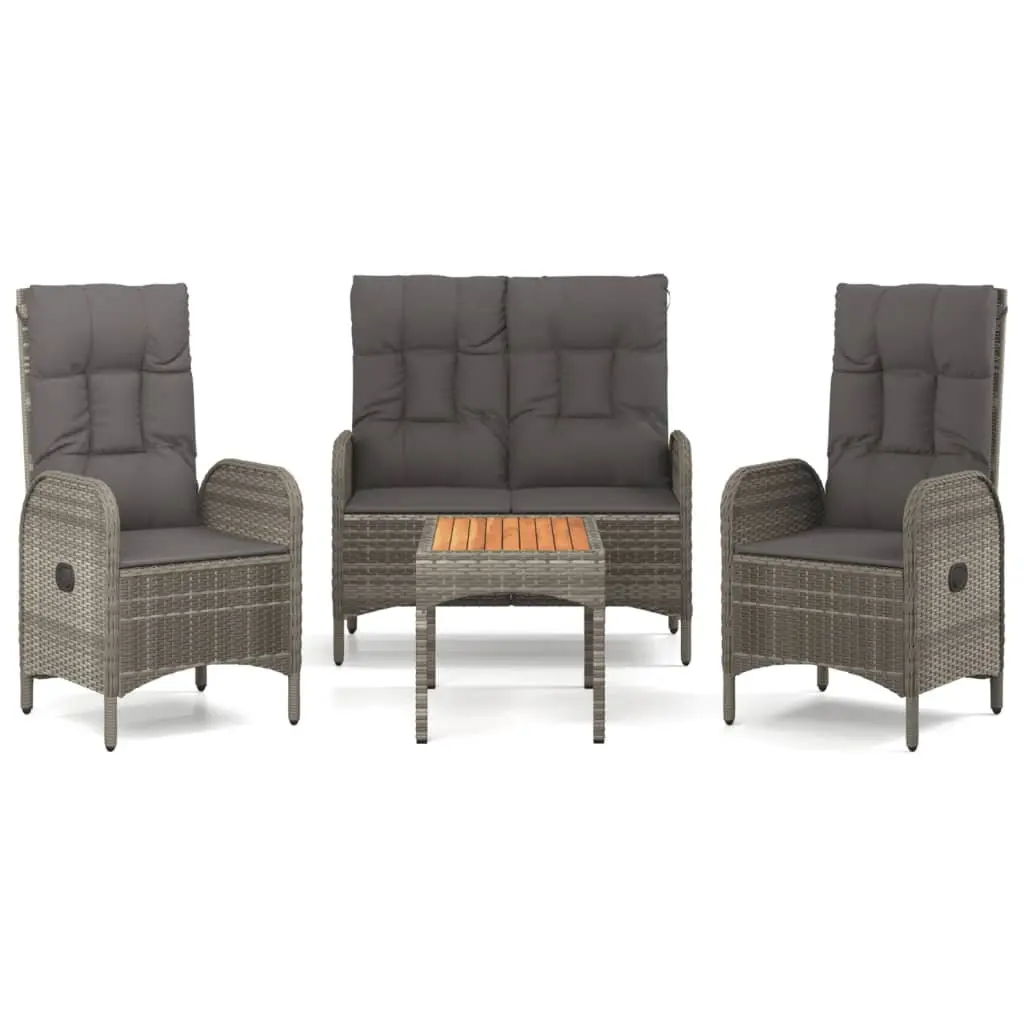 Garden Dining Set PE Rattan Steel Frame 4 Piece Grey