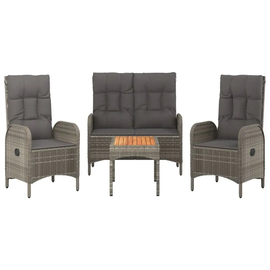 Garden Dining Set PE Rattan Steel Frame 4 Piece Grey