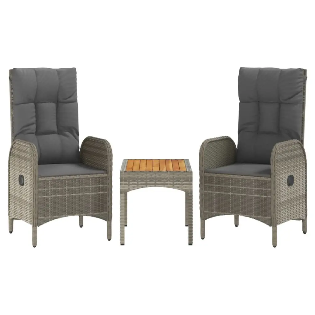 Garden Dining Set PE Rattan Steel Frame 4 Piece Grey