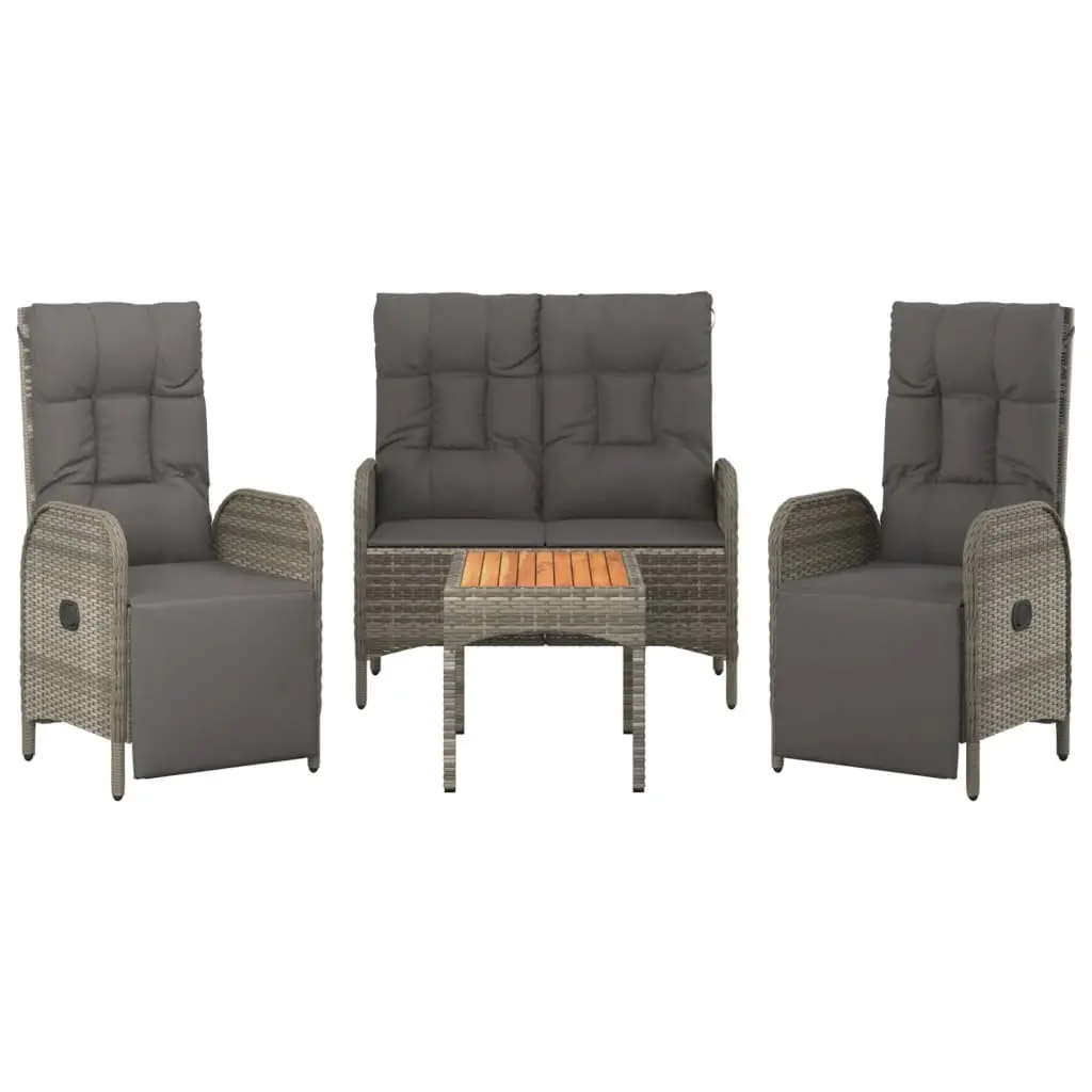 Garden Dining Set 4 Piece Outdoor Furniture Grey Poly Rattan Chairs Table