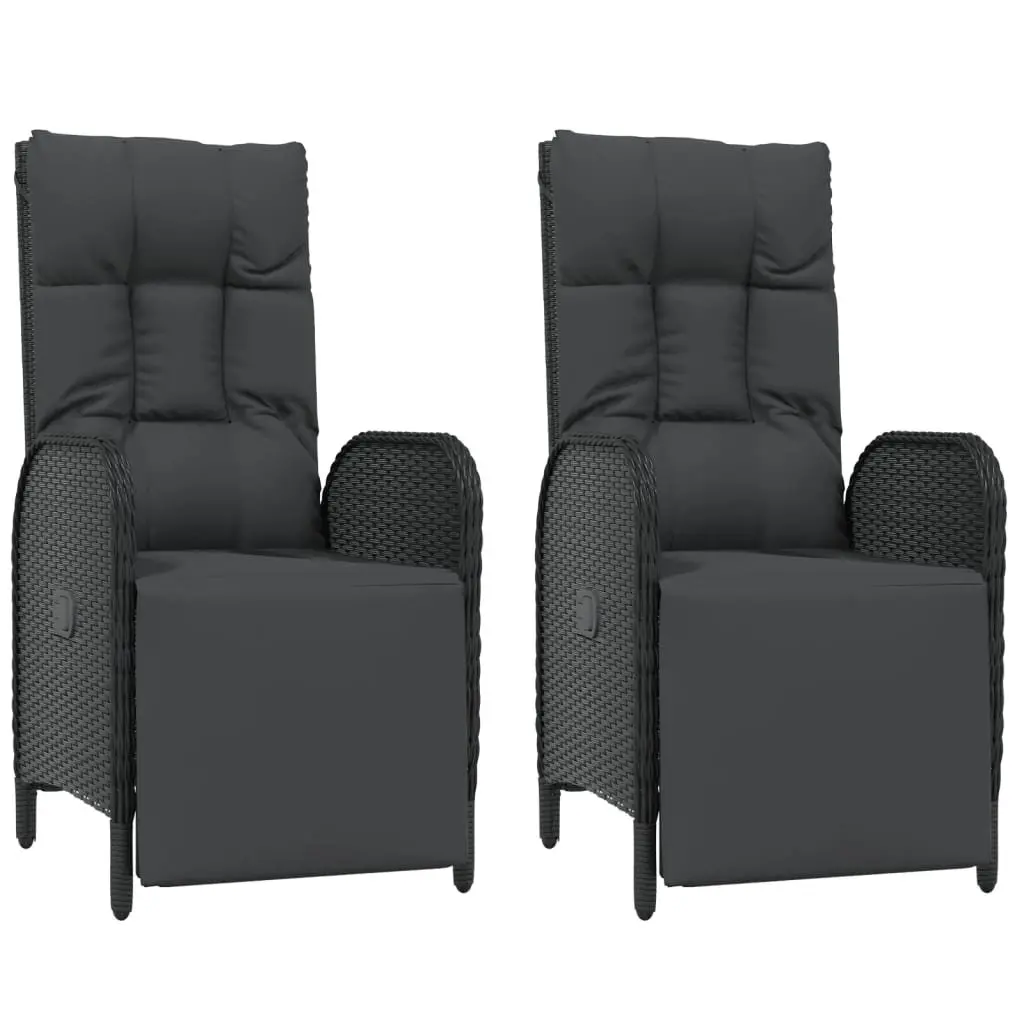 4 Piece Outdoor Garden Dining Set Poly Rattan Chairs Steel Frame Acacia Wood Table Black