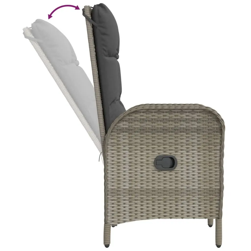 5 Piece Garden Dining Set Outdoor Furniture Grey PE Rattan Steel Frame Acacia Wood Table Chairs