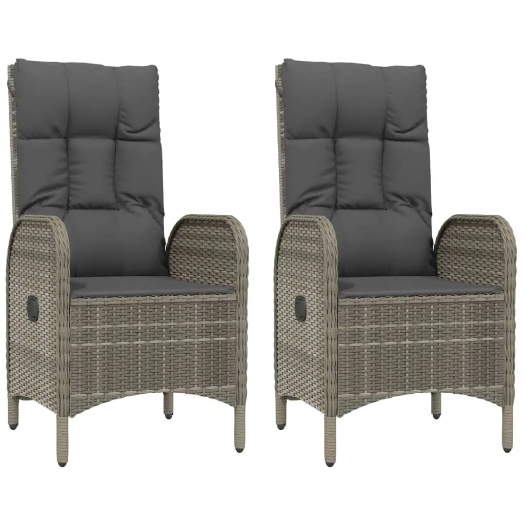 5 Piece Garden Dining Set Outdoor Furniture Grey PE Rattan Steel Frame Acacia Wood Table Chairs