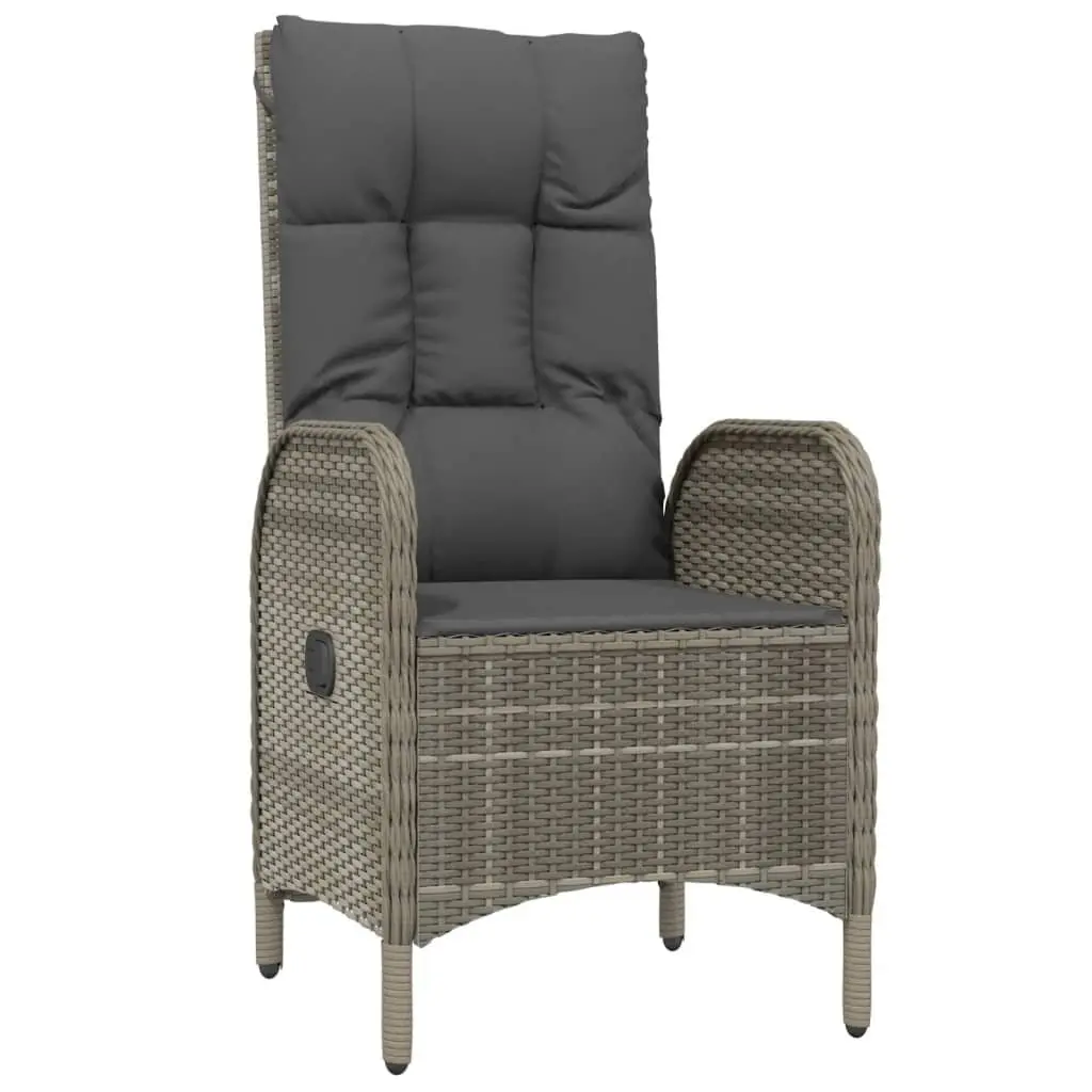 5 Piece Garden Dining Set Outdoor Furniture Grey PE Rattan Steel Frame Acacia Wood Table Chairs