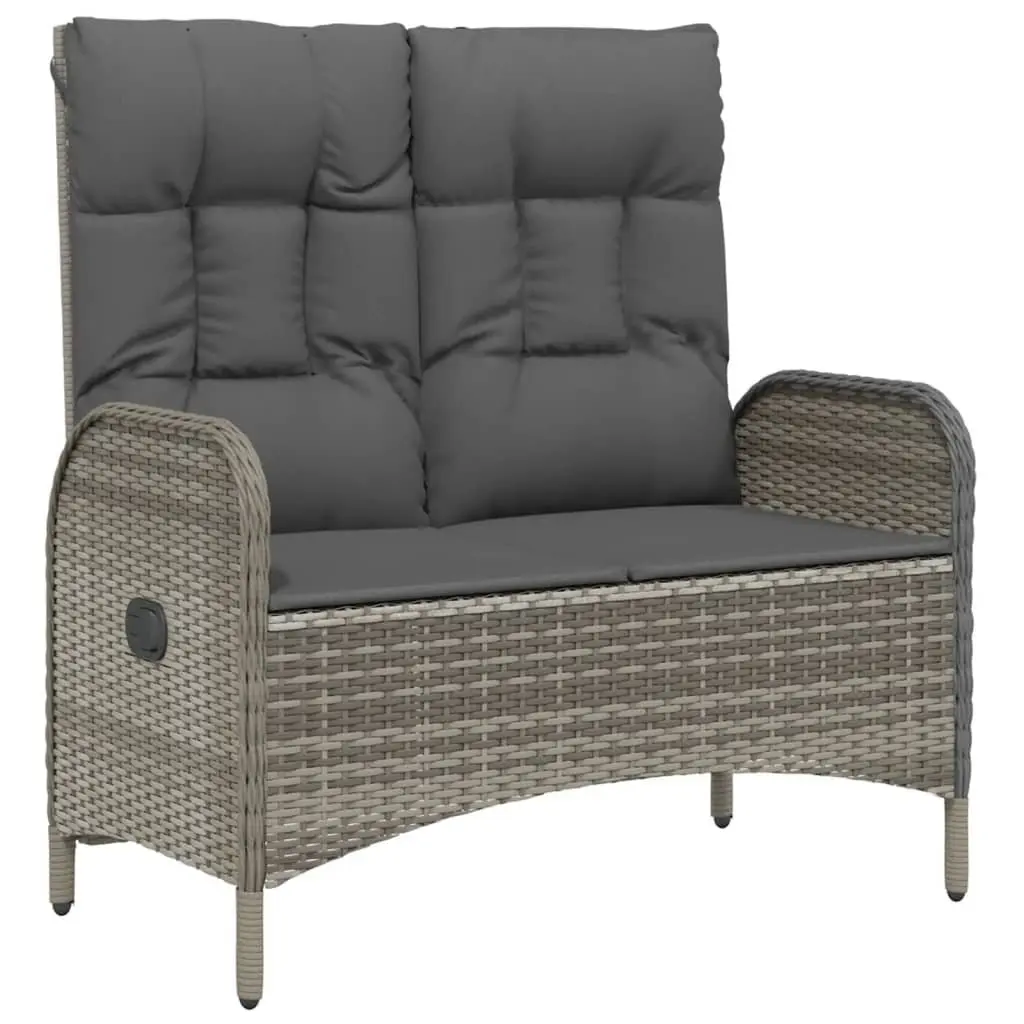 5 Piece Garden Dining Set Outdoor Furniture Grey PE Rattan Steel Frame Acacia Wood Table Chairs