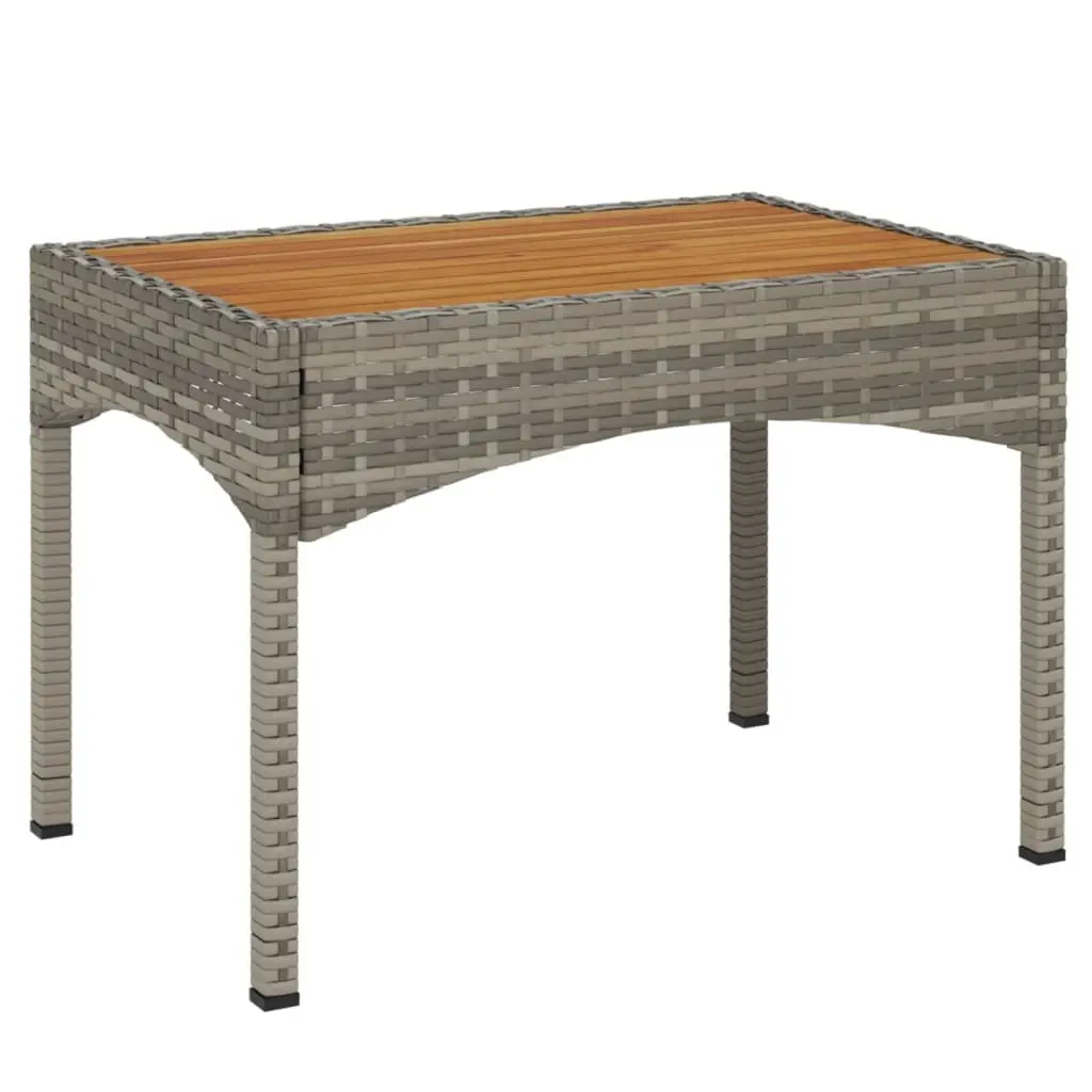 5 Piece Garden Dining Set Outdoor Furniture Grey PE Rattan Steel Frame Acacia Wood Table Chairs