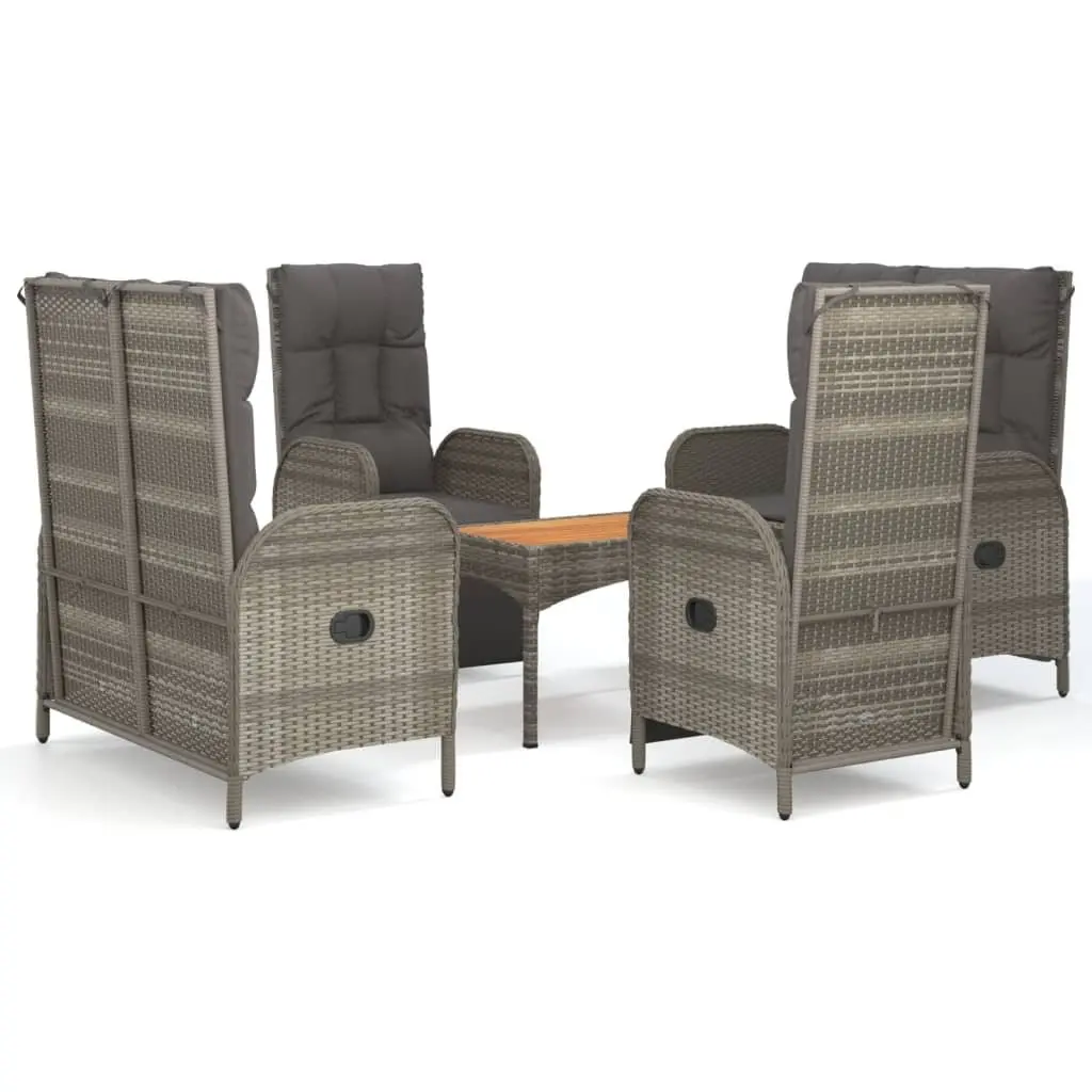 Garden Dining Set 5 Piece Outdoor Furniture Grey PE Rattan Steel Acacia Wood