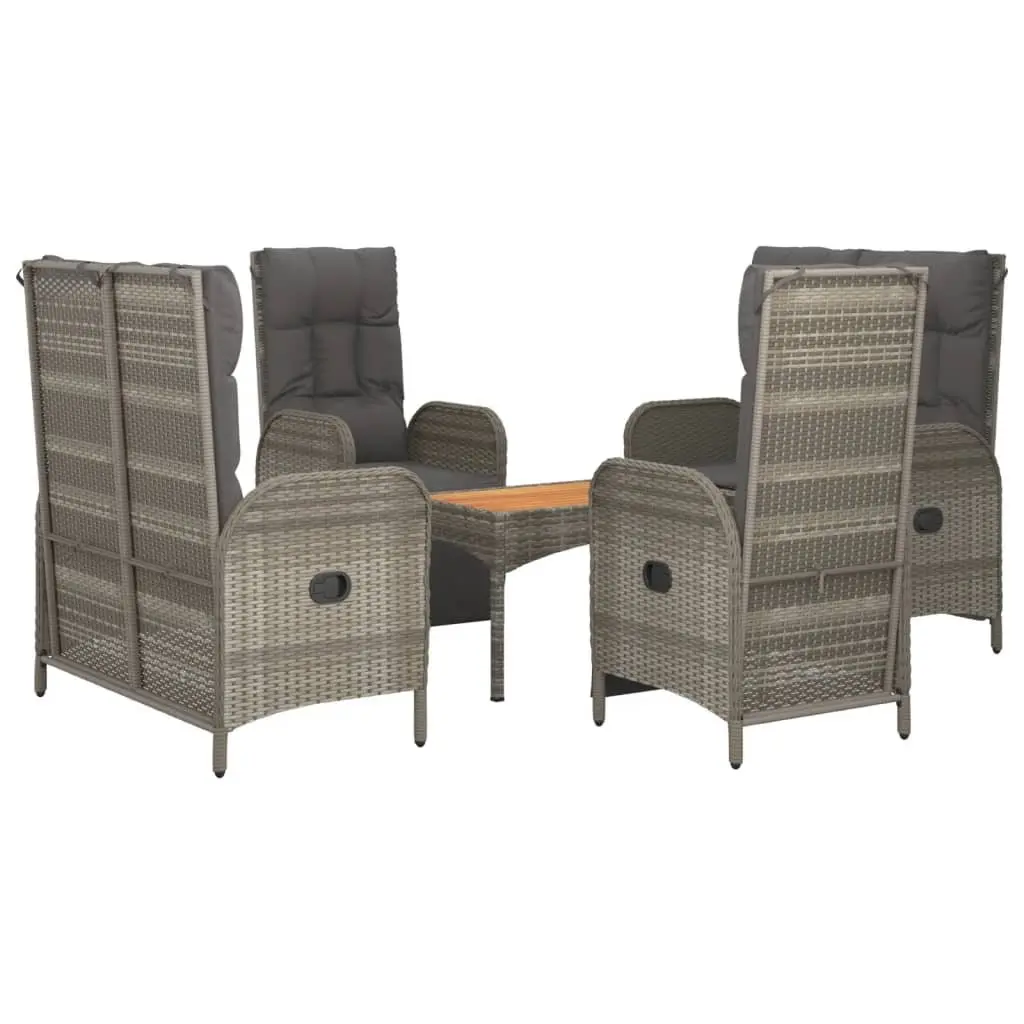 Garden Dining Set 5 Piece Outdoor Furniture Grey PE Rattan Steel Acacia Wood