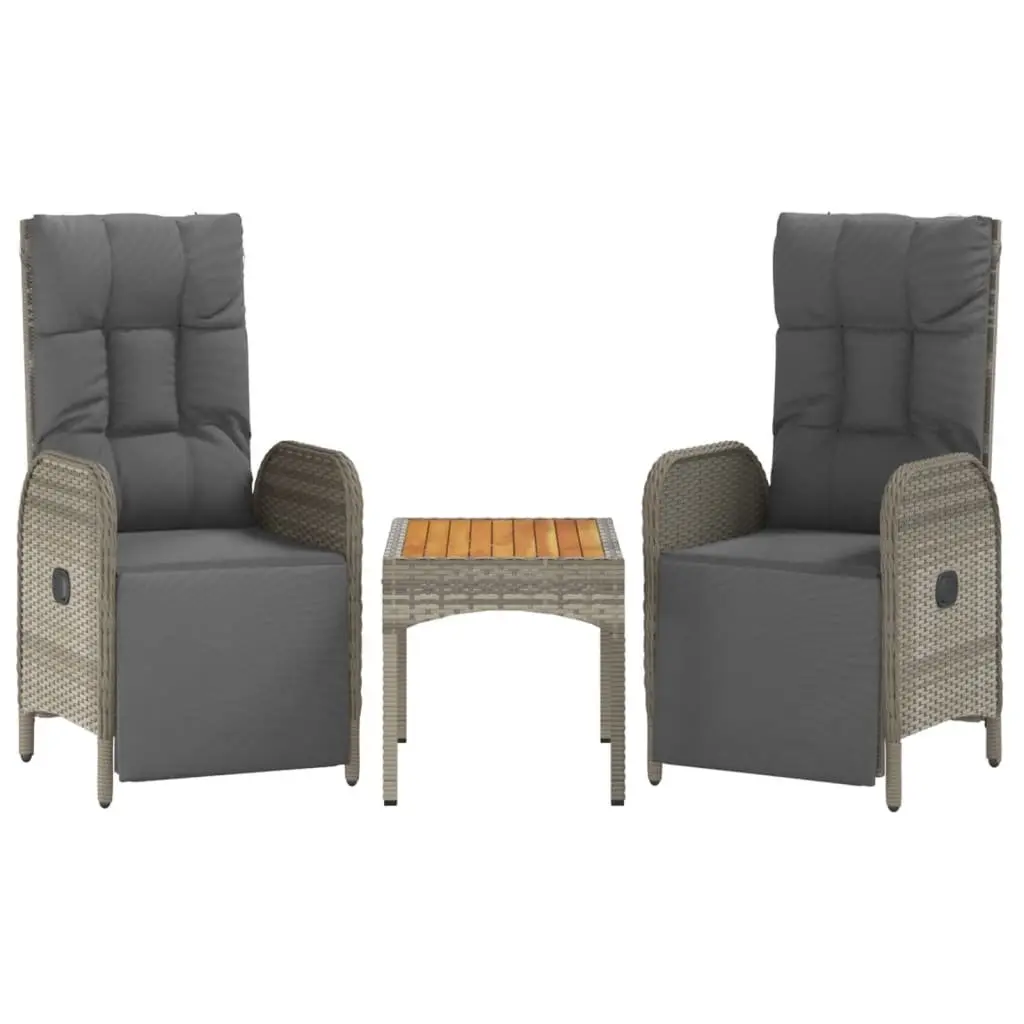 Garden Dining Set 5 Piece Outdoor Furniture Grey PE Rattan Steel Acacia Wood