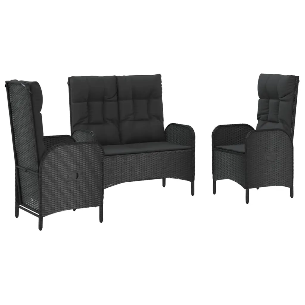 3PieceOutdoorFurnitureBlackPErattanDiningSetPatioChairsTable