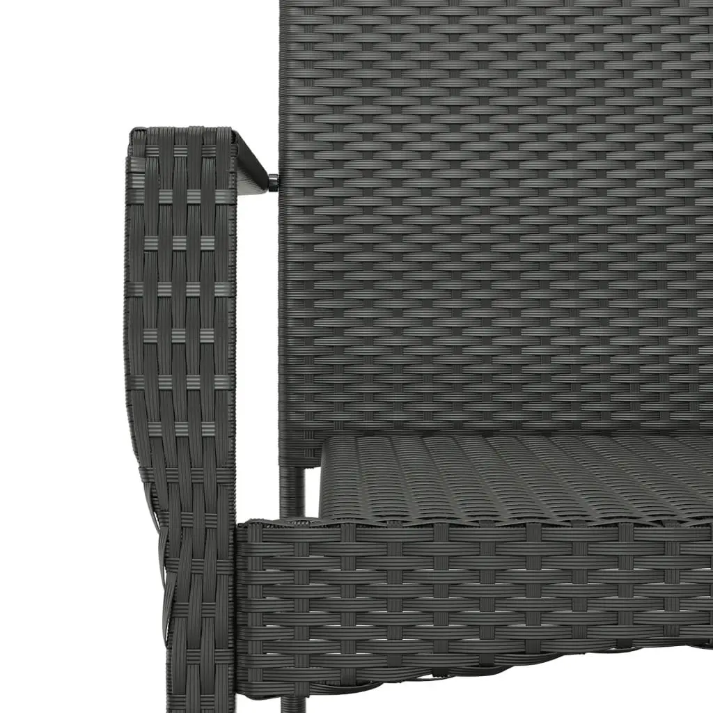 5 Piece Outdoor Garden Dining Set Black Poly Rattan Chair Table Cushions