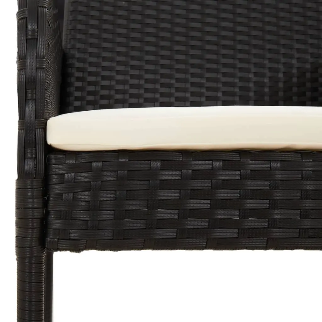 3 Piece Garden Dining Set Outdoor Patio Furniture Black Poly Rattan with