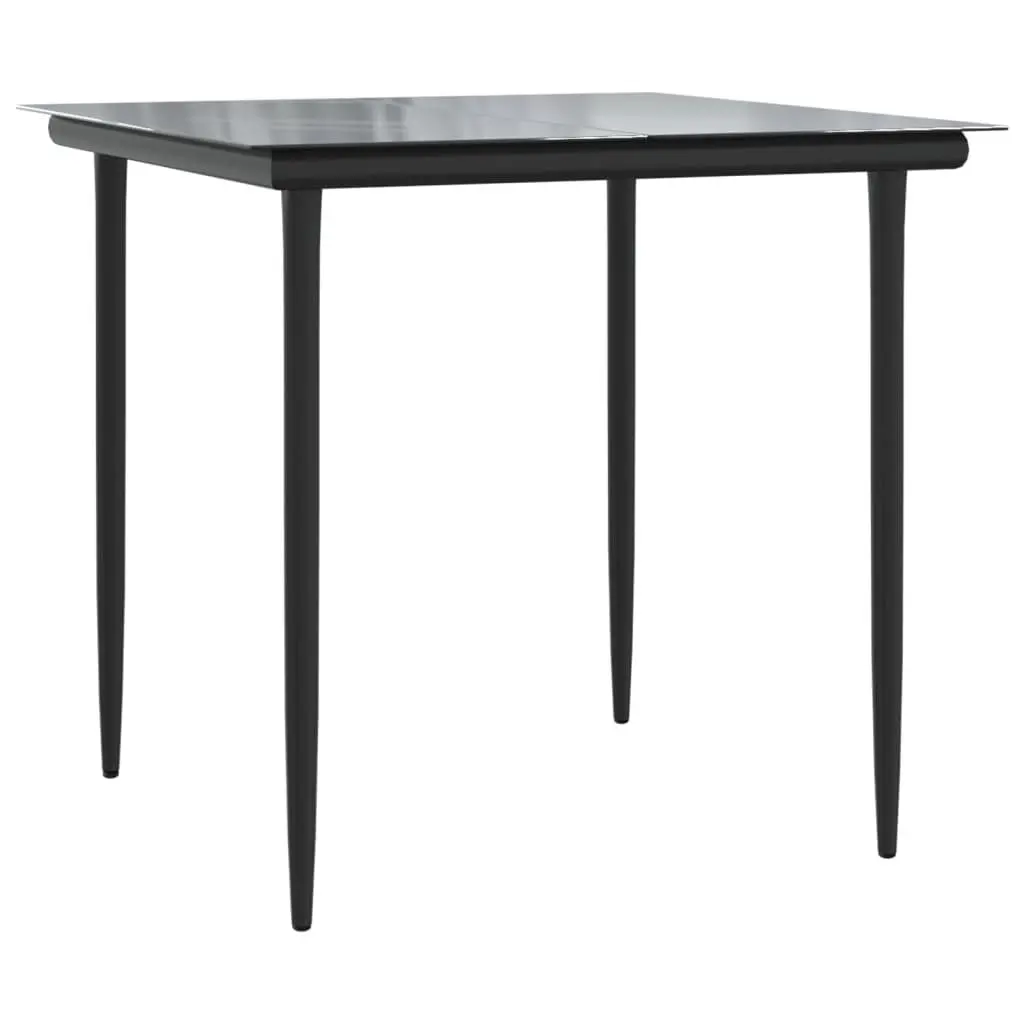 5 Piece Garden Dining Set Outdoor Furniture PE Rattan Black with Powder Coated Steel Frame and Tempered Glass Top