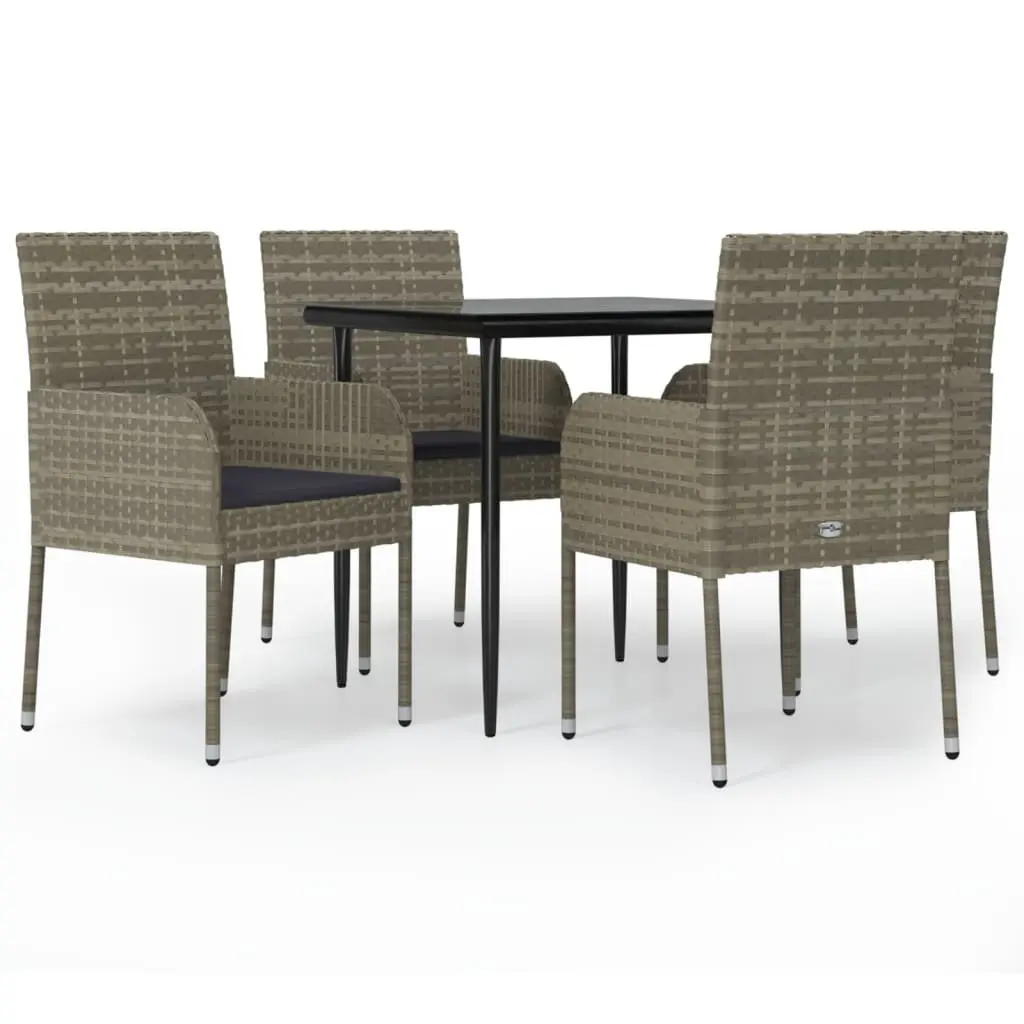 Garden Dining Set 5 Piece Outdoor Patio Furniture Grey with Cushions Table