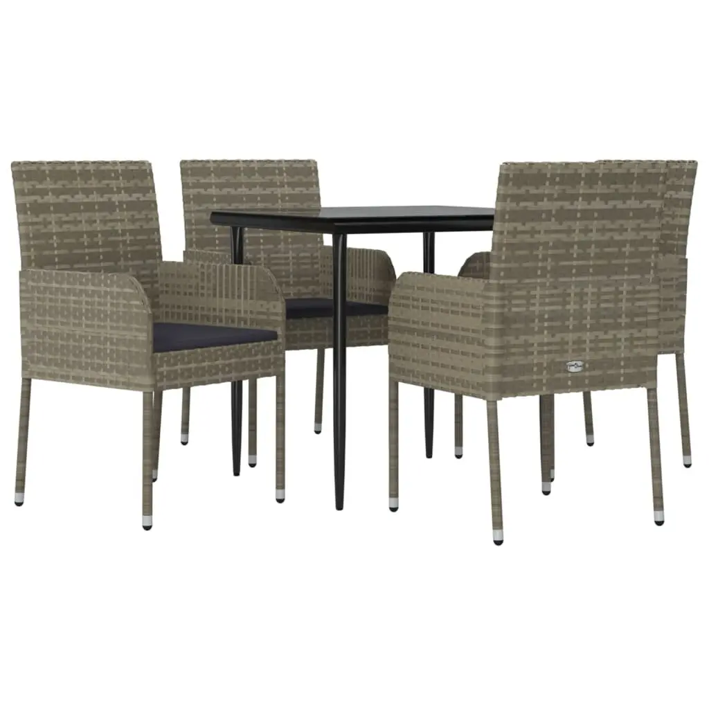 Garden Dining Set 5 Piece Outdoor Patio Furniture Grey with Cushions Table