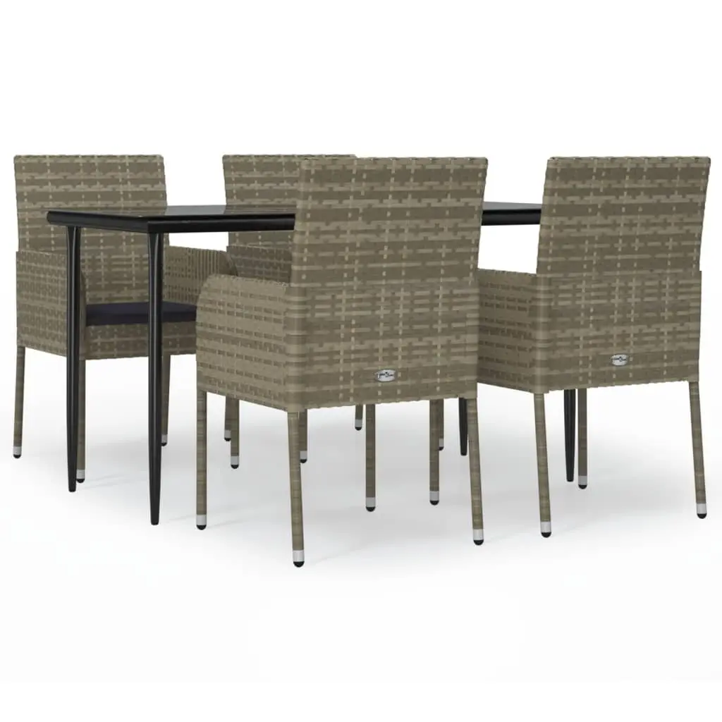 Garden Dining Set 5 Piece Outdoor Patio Furniture Grey PE Rattan Chairs Table