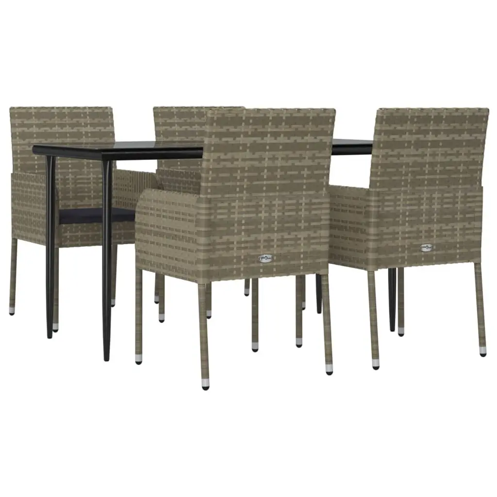 Garden Dining Set 5 Piece Outdoor Patio Furniture Grey PE Rattan Chairs Table