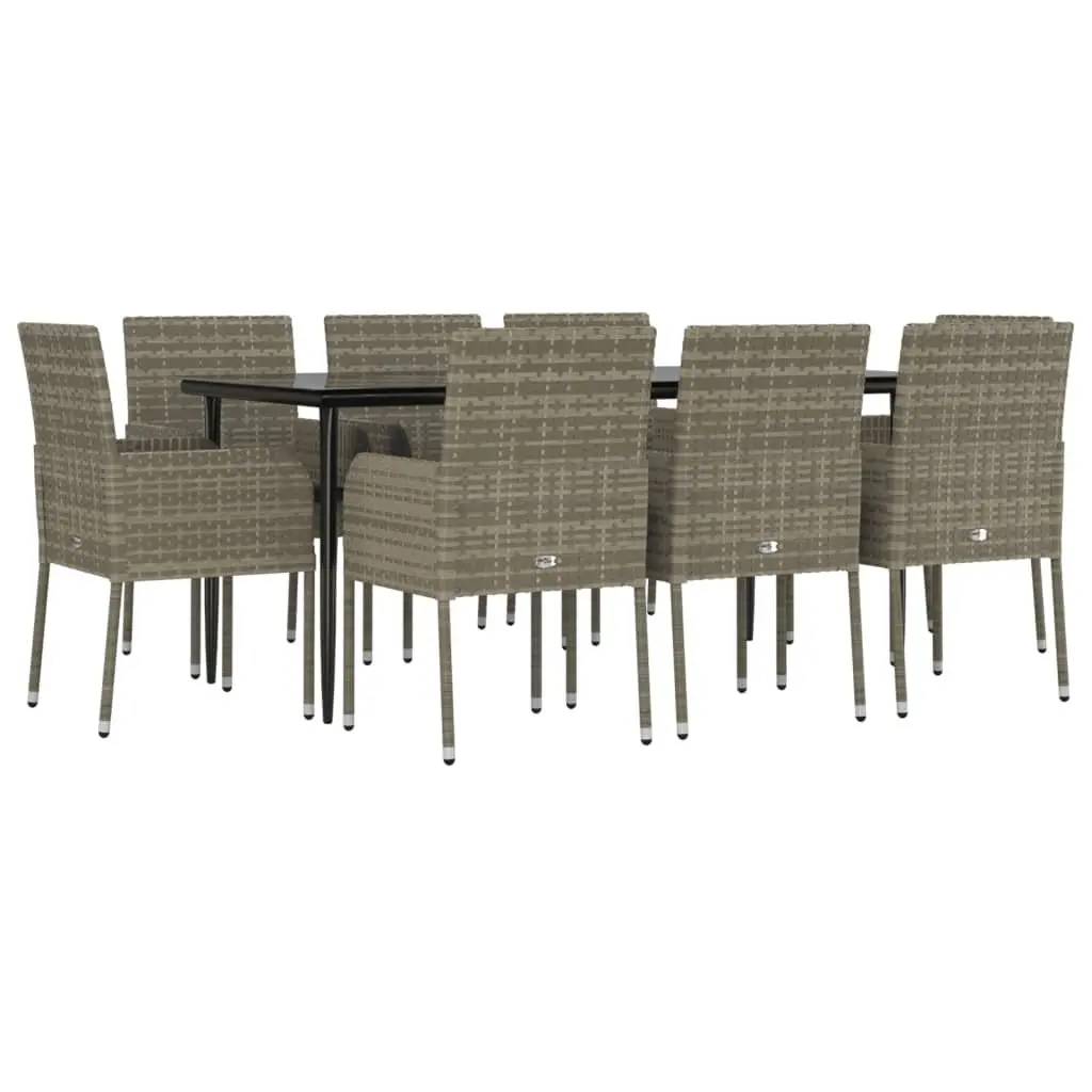 Garden Dining Set 9 Piece Outdoor Patio Furniture Grey Poly Rattan Chair Table
