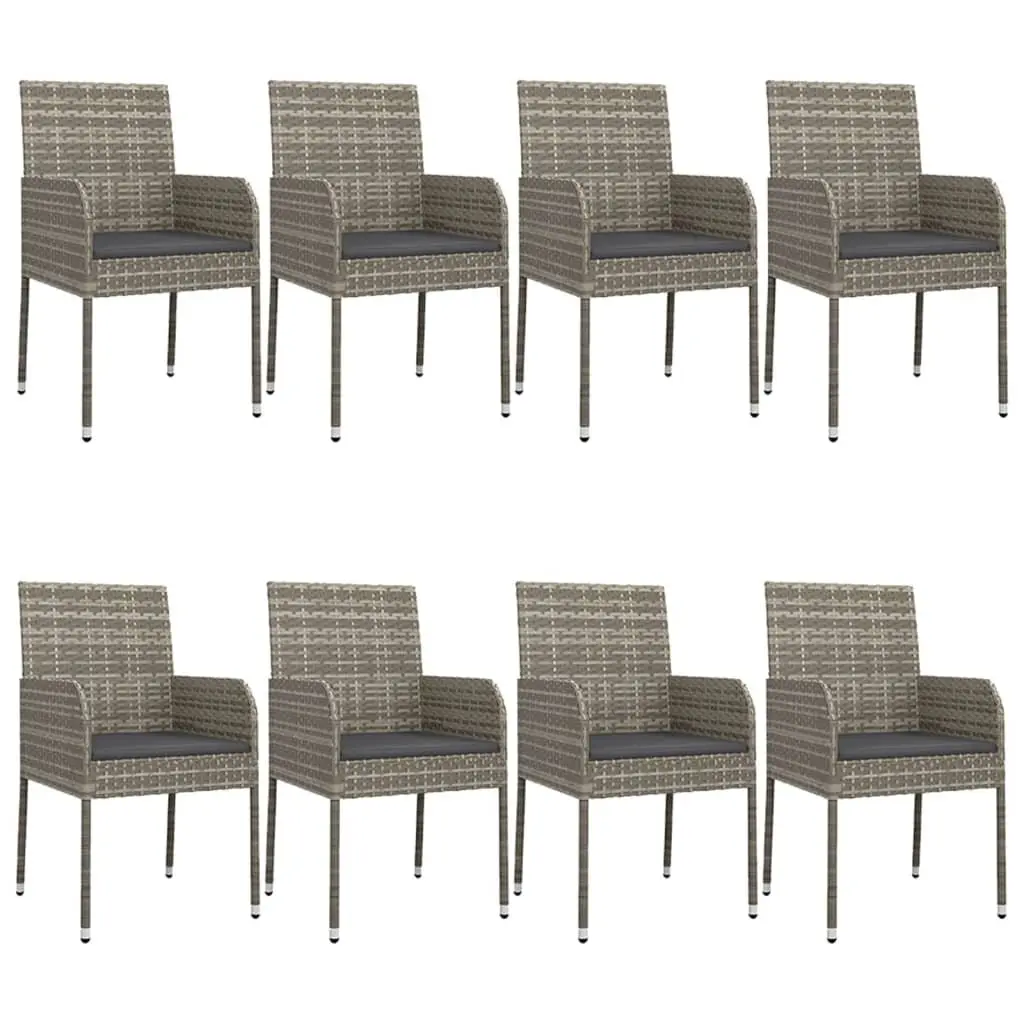 Garden Dining Set 9 Piece Outdoor Patio Furniture Grey Poly Rattan Chair Table