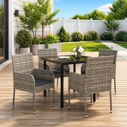 5 Piece Grey Garden Dining Set - Perfect for Patios