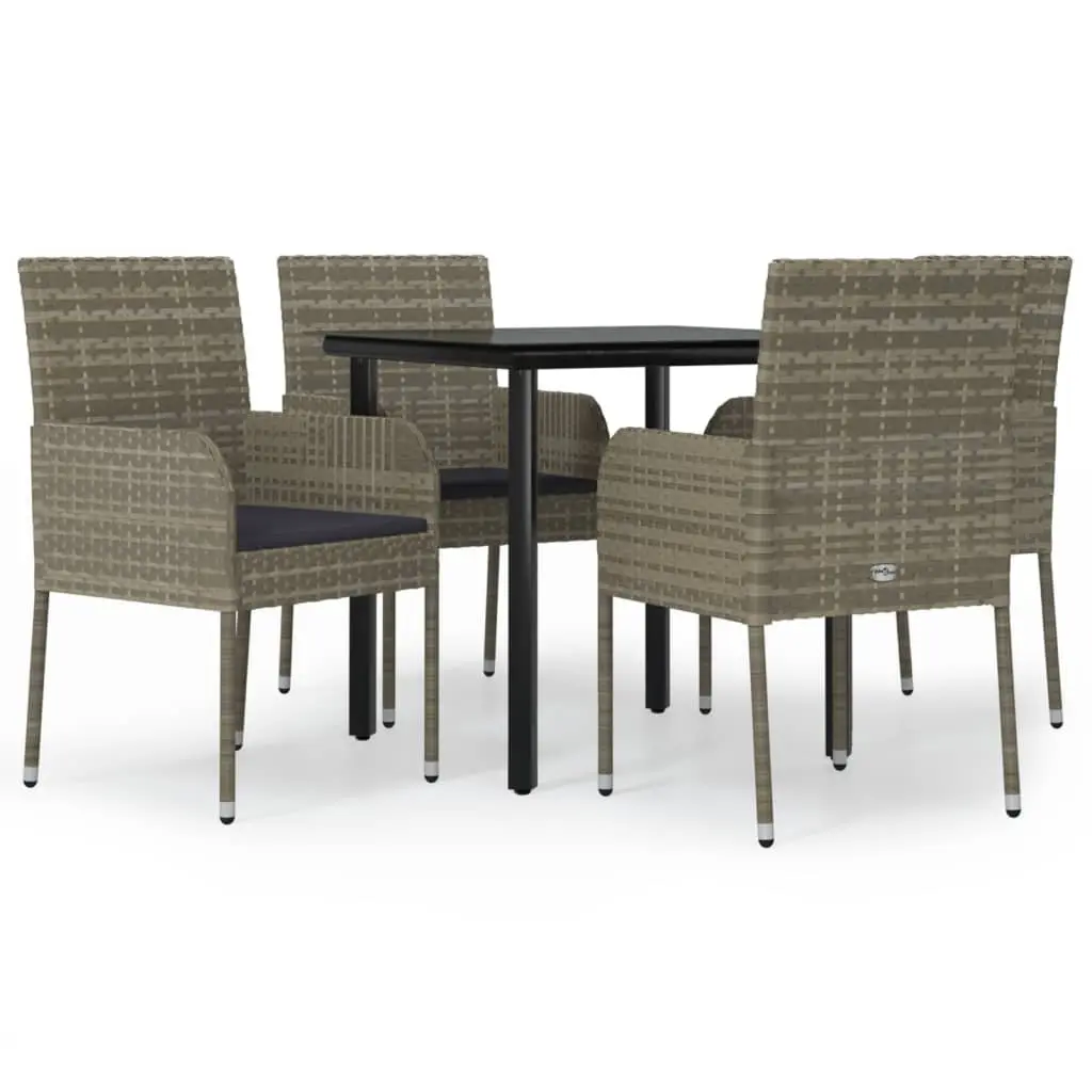Garden Dining Set 5 Piece Grey Outdoor Furniture Patio Table Chairs Cushions