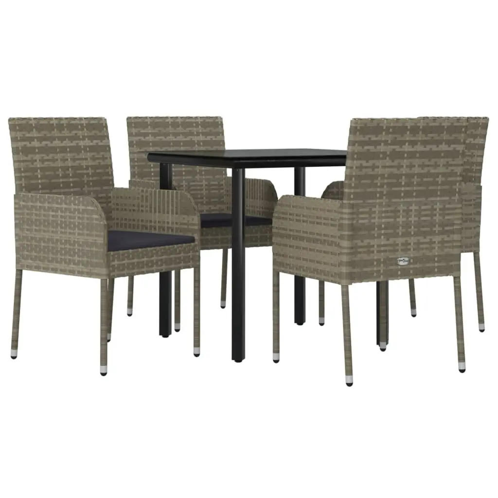 Garden Dining Set 5 Piece Grey Outdoor Furniture Patio Table Chairs Cushions