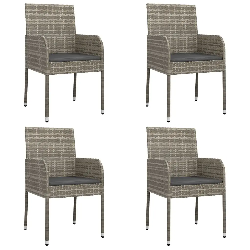 Garden Dining Set 5 Piece Outdoor Patio Furniture Table Chairs Cushions Grey