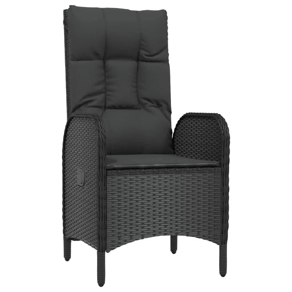 5 Piece Outdoor Dining Set PE Rattan Steel Frame Glass Black