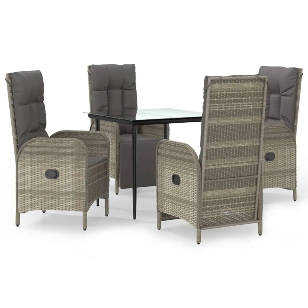 Garden Dining Set 5 Piece Outdoor Furniture Grey Poly Rattan Chairs Table