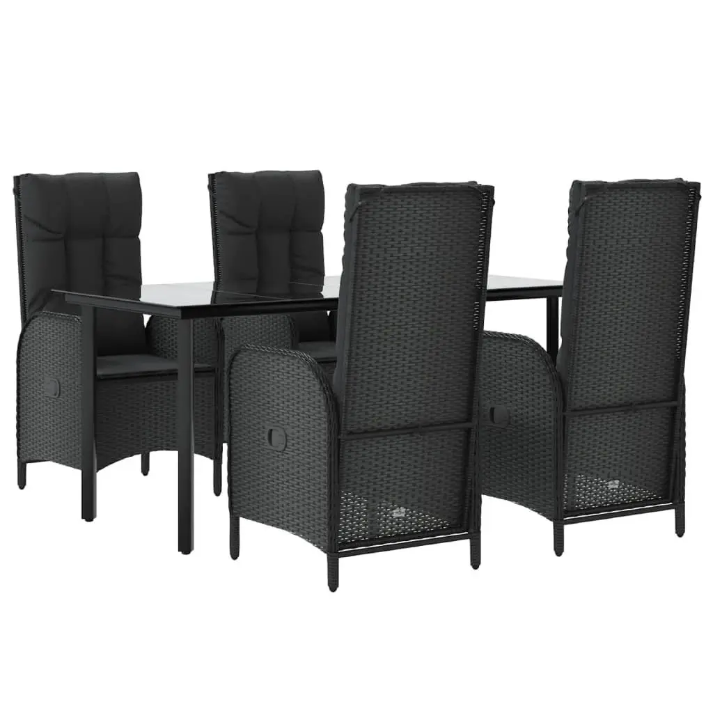 5 Piece Outdoor Dining Set Poly Rattan Table and Chairs Black