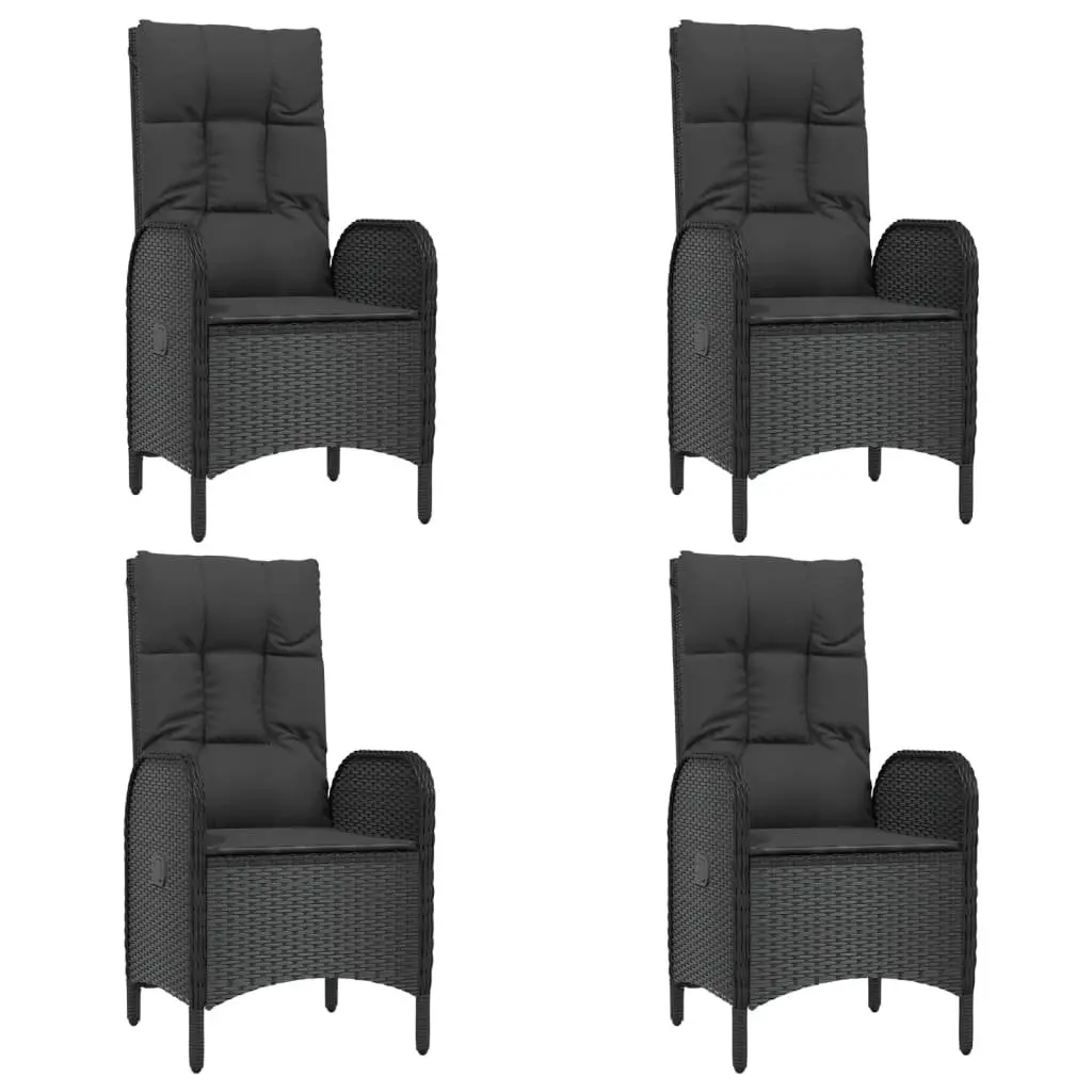 5 Piece Outdoor Dining Set Poly Rattan Table and Chairs Black