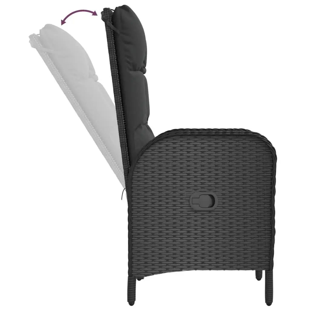 5 Piece Outdoor Dining Set Poly Rattan Table and Chairs Black
