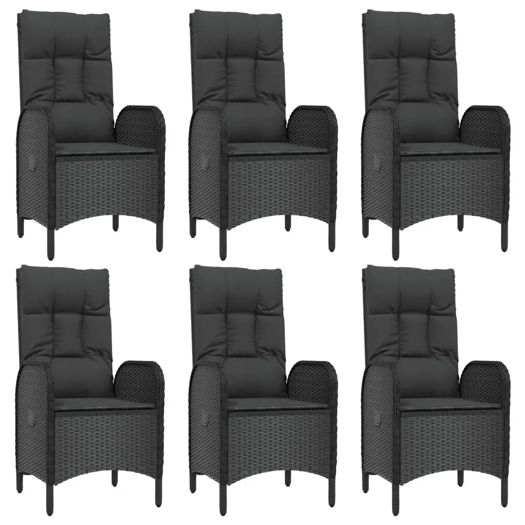 Outdoor Dining Set PE Rattan 7 Piece Black Garden Furniture Chairs Table