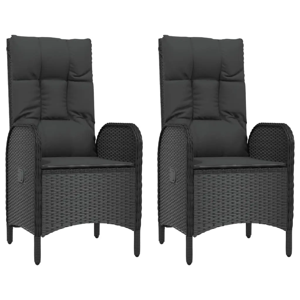 Garden Dining Set 5 Piece PE Rattan Black Outdoor Furniture with Cushions